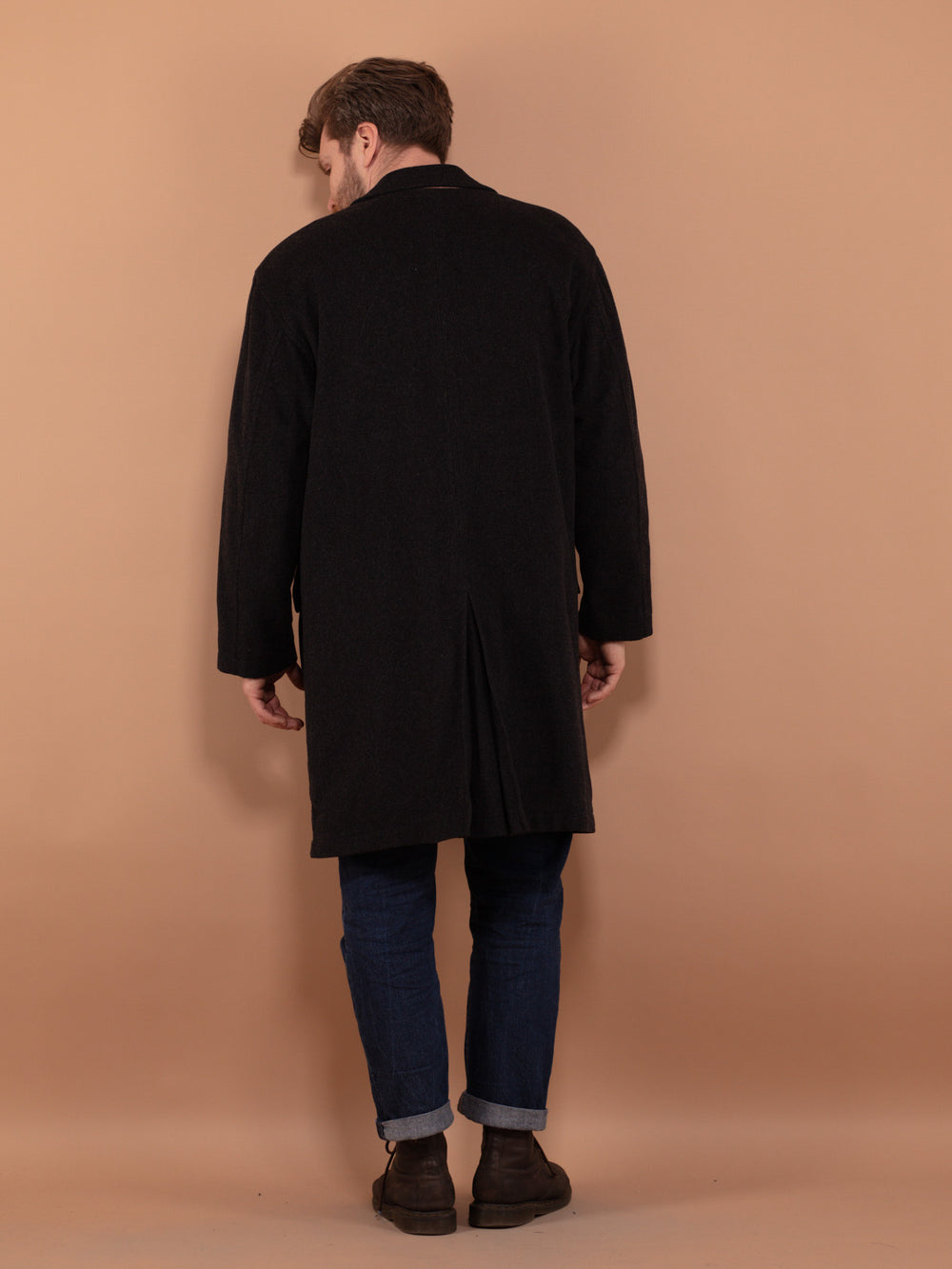 Vintage 90's Men Wool Blend Coat in Dark Gray - NorthernGrip