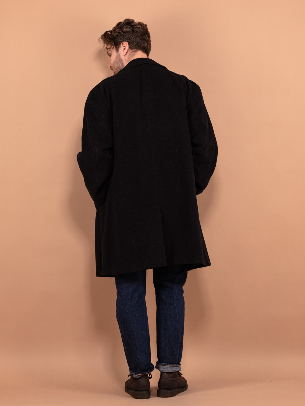 Vintage 90's Men Wool Blend Coat in Dark Gray - NorthernGrip