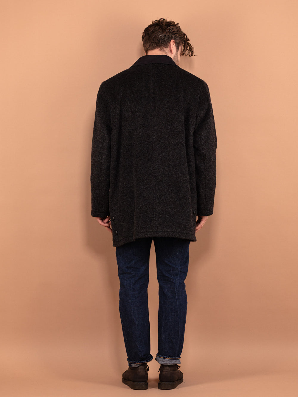 Vintage 90's Men Wool Blend Parka Coat in Gray - NorthernGrip