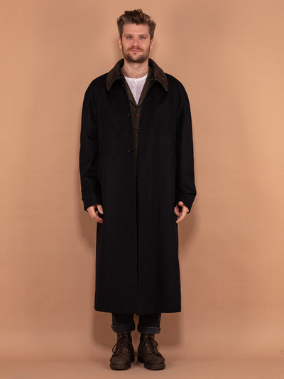 Vintage Wool Cashmere Coat 90's, Size XL Large, Men Vintage Overcoat, Wool Topcoat, Minimalist Style Elegant Outerwear, Vintage Menswear