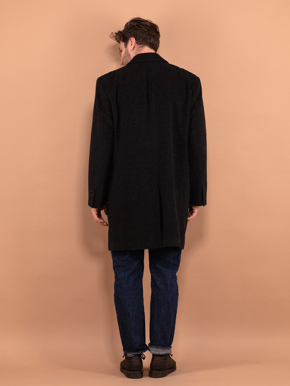 Vintage 90's Men Wool and Cashmere Coat in Gray - NorthernGrip
