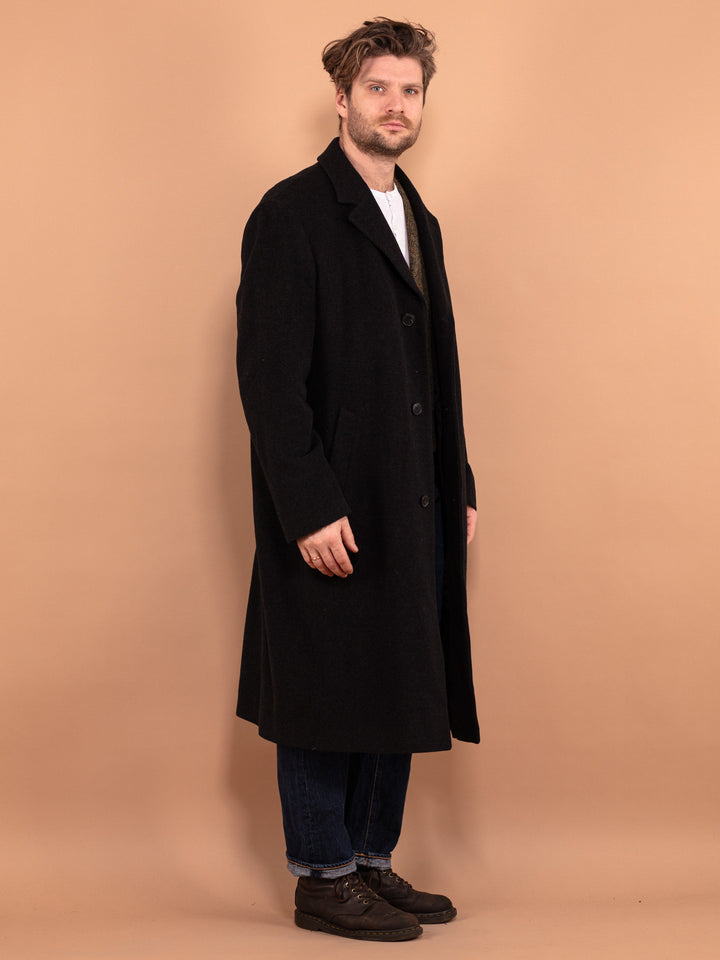 Wool Cashmere Blend Coat 90s, Gray Wool Coat Size L, Cashmere Wool Coat, Spring Wool Coat, Peaky Blinders Coat, Vintage Minimalist Outerwear