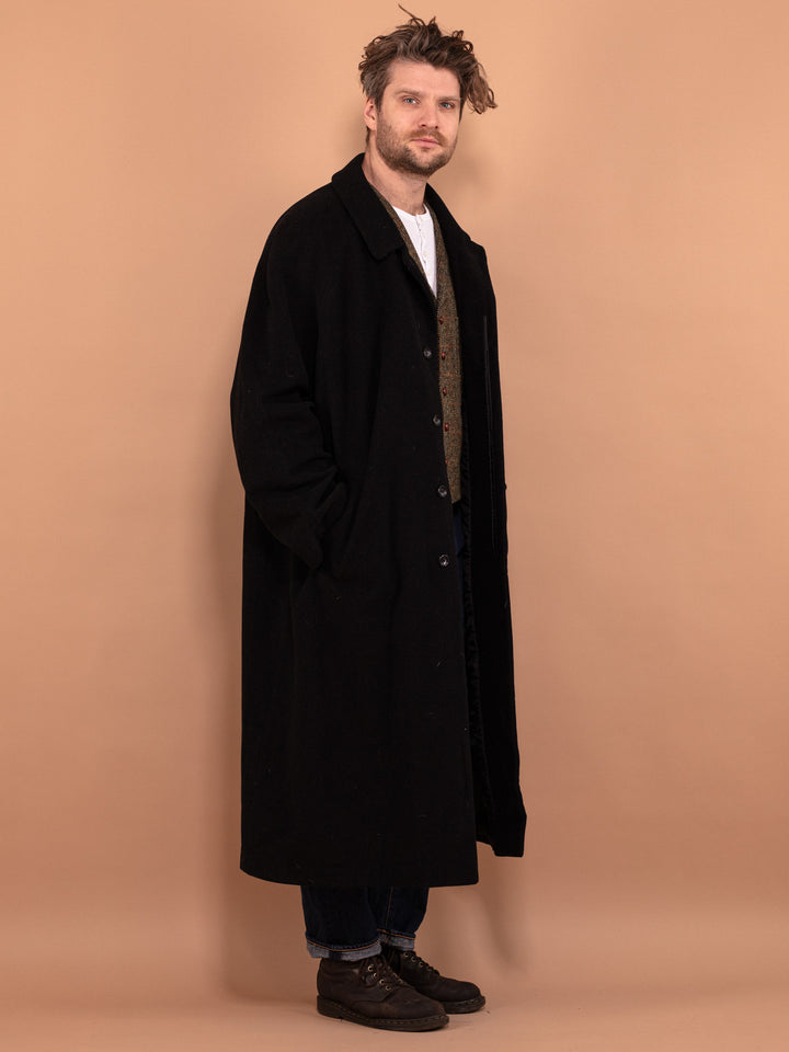Wool and Cashmere Coat 90's, Size XXL Large, Men Vintage Overcoat, Gray Wool Topcoat, Peaky Blinders Coat, Vintage Minimalist Menswear