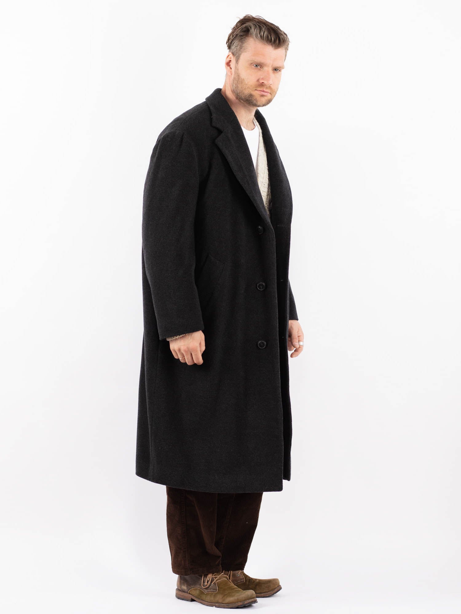 Online Vintage Store | Vintage 90's Men Wool Coat in Gray