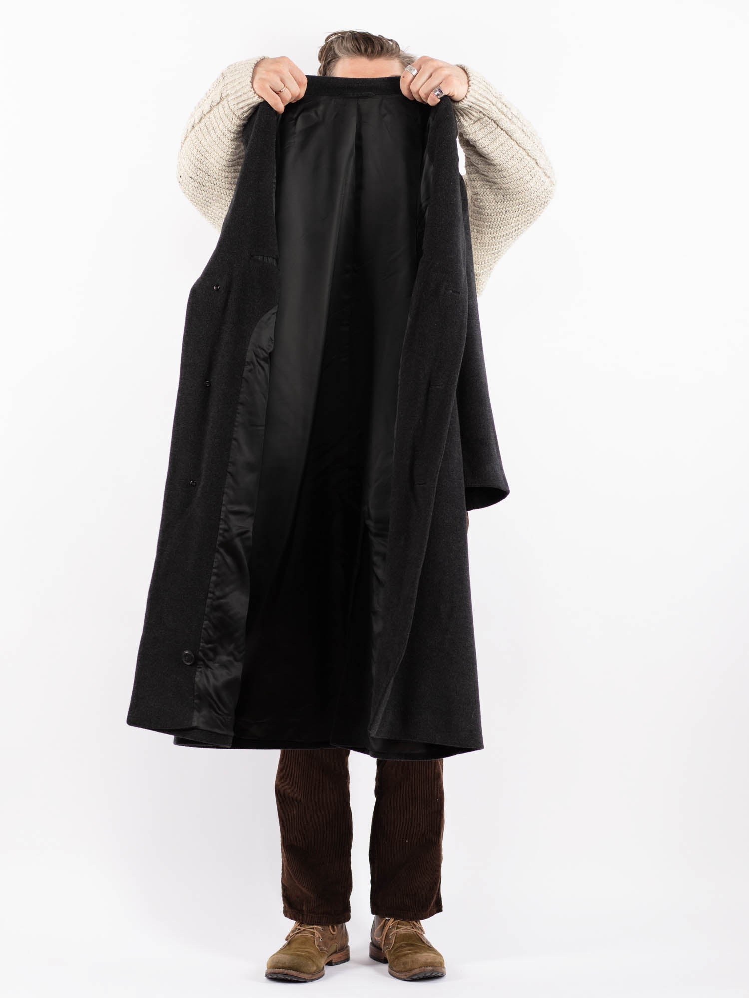 Online Vintage Store | Vintage 90's Men Wool Coat in Gray