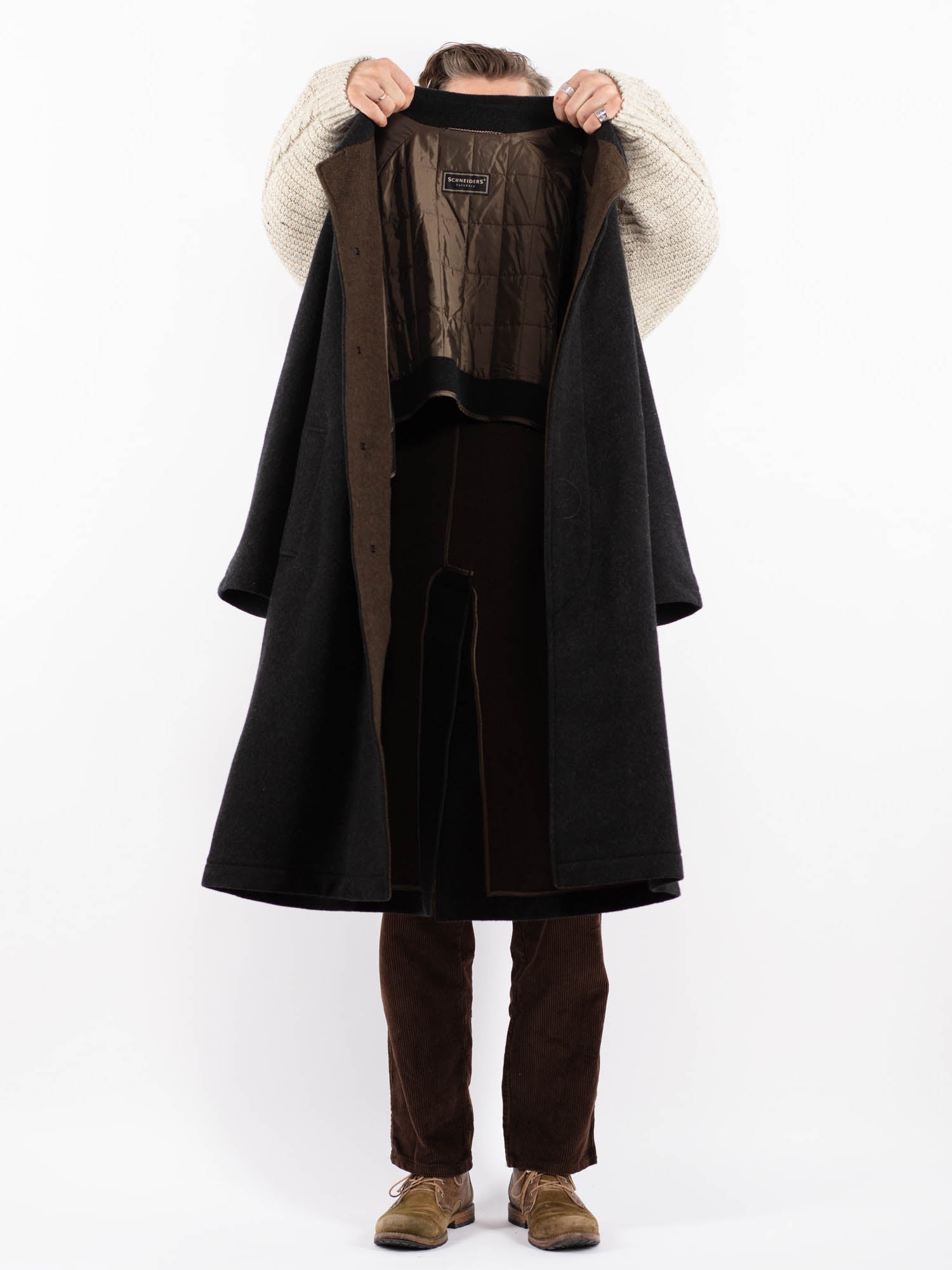 Online Vintage Store | Vintage 90's Men Wool Coat in Gray