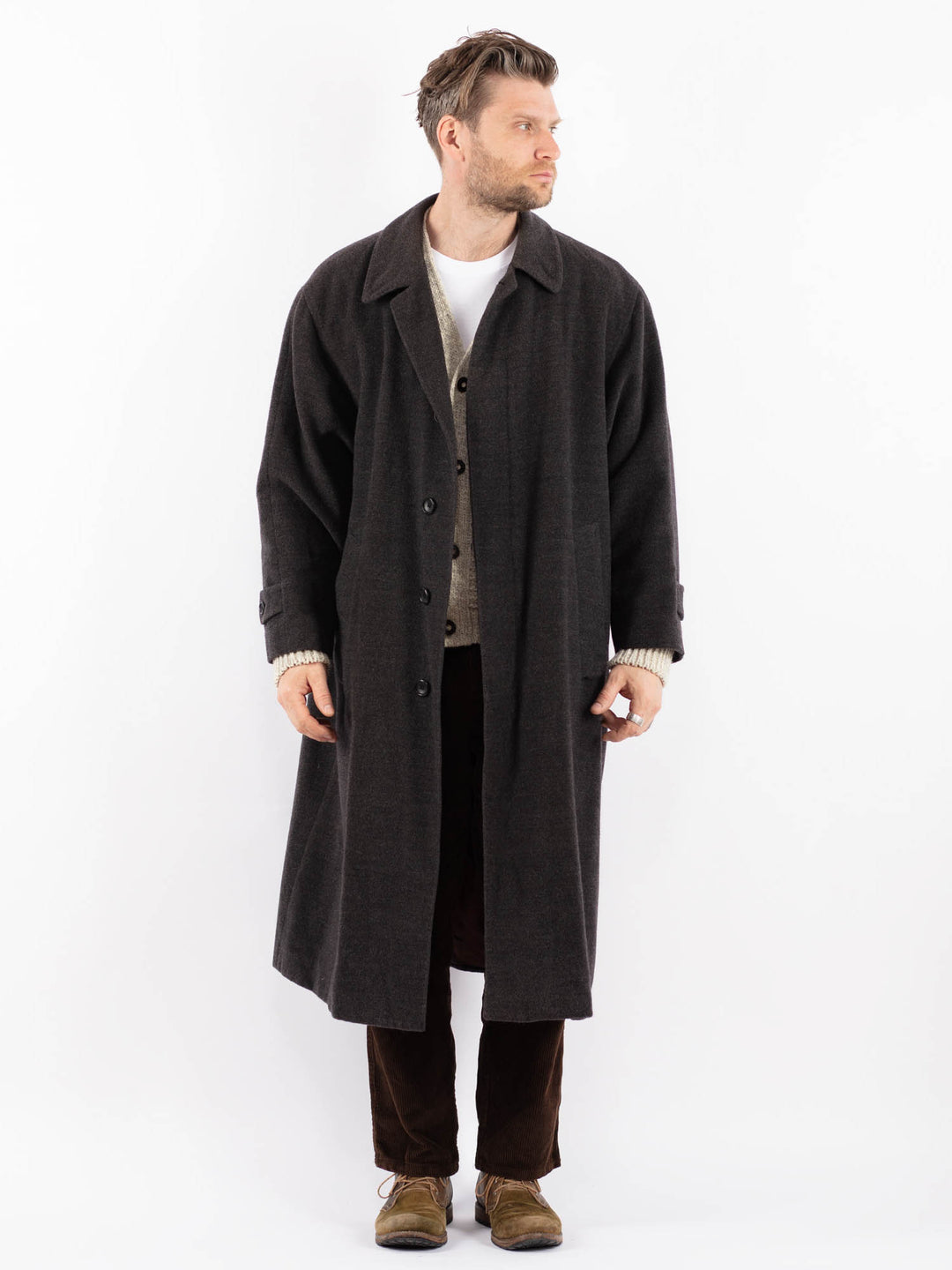 Vintage 90's Men Wool Coat in GrayZ1588