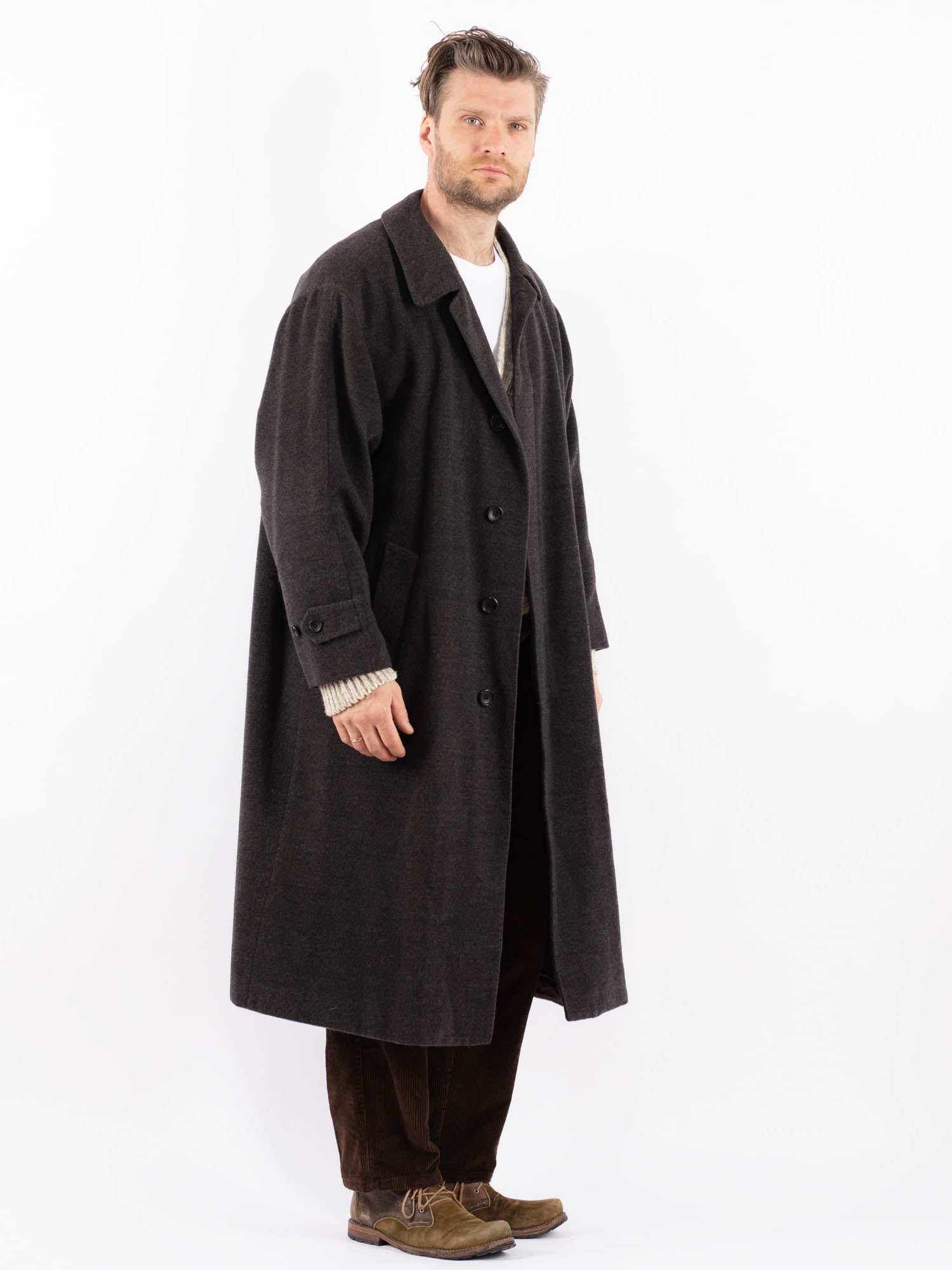 Urban Wool Zip Coat ／Na.e Online Vintage Store | Vintage 90's Men Wool Coat in Gray