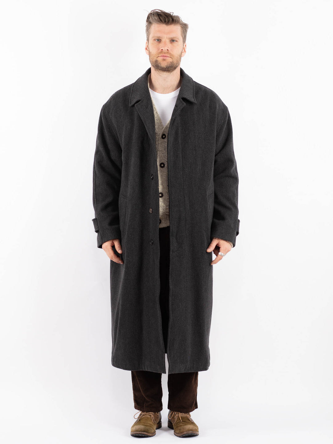 Vintage 90's Men Wool Blend Coat in GrayZ1590