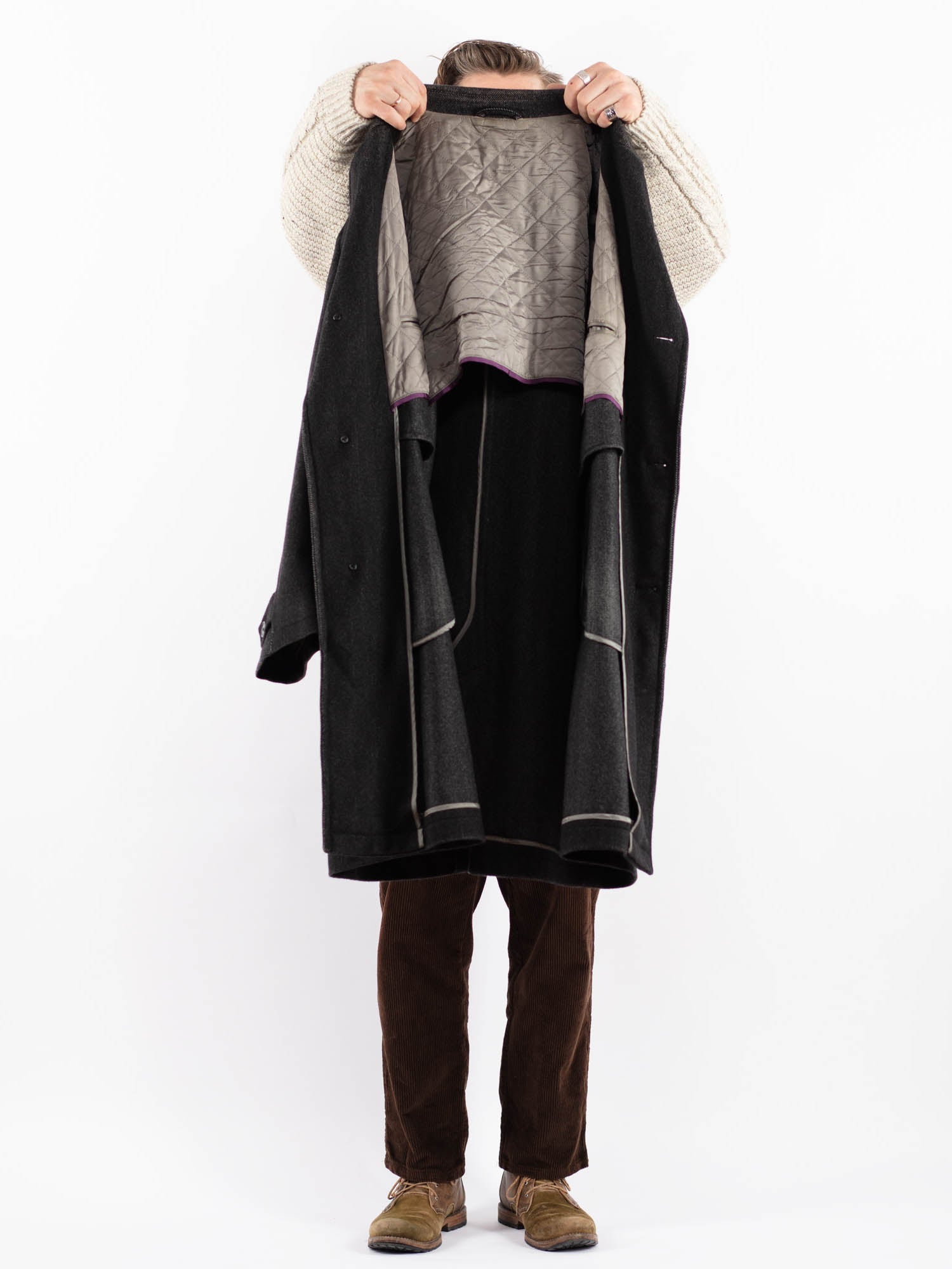 Online Vintage Store | Vintage 90's Men Wool Blend Coat in Gray