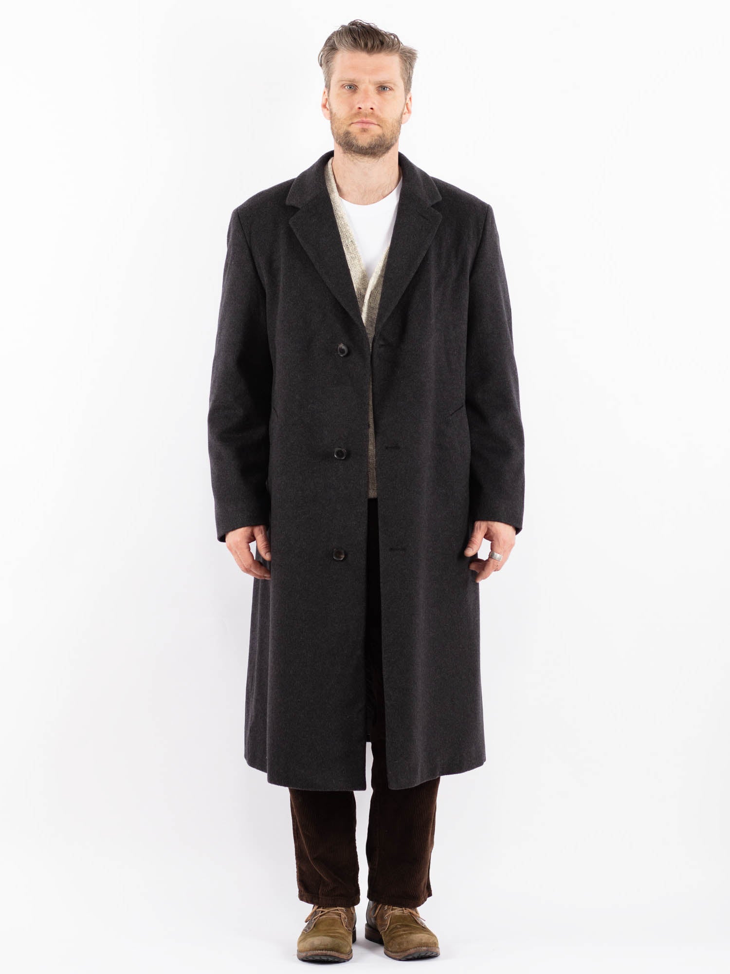 Online Vintage Store | Vintage 90's Men Wool Coat in Gray