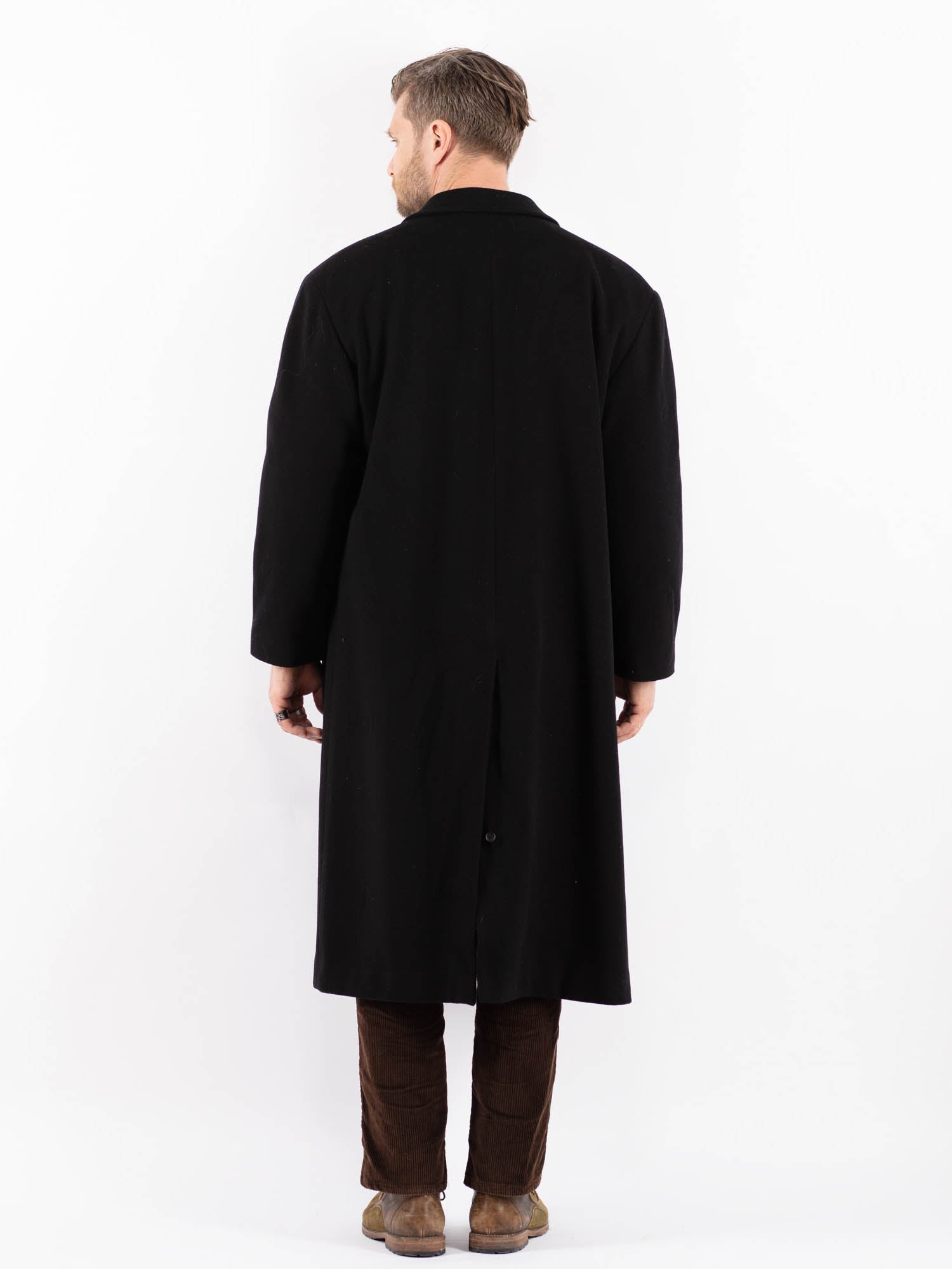 Online Vintage Store | Vintage 90's Men Wool Blend Coat in Black