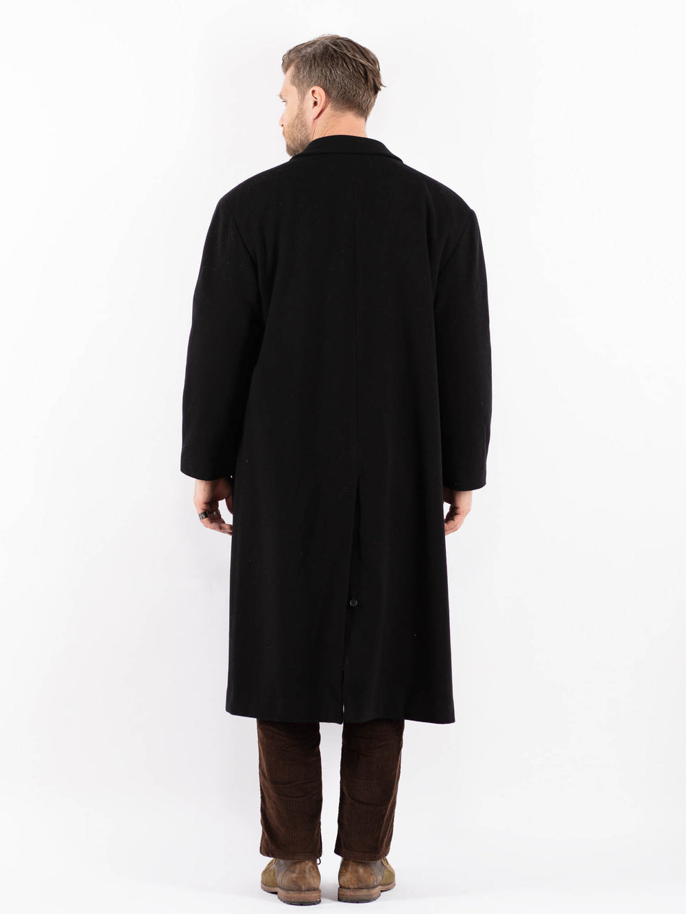 Vintage 90's Men Wool Blend Coat in BlackZ1598