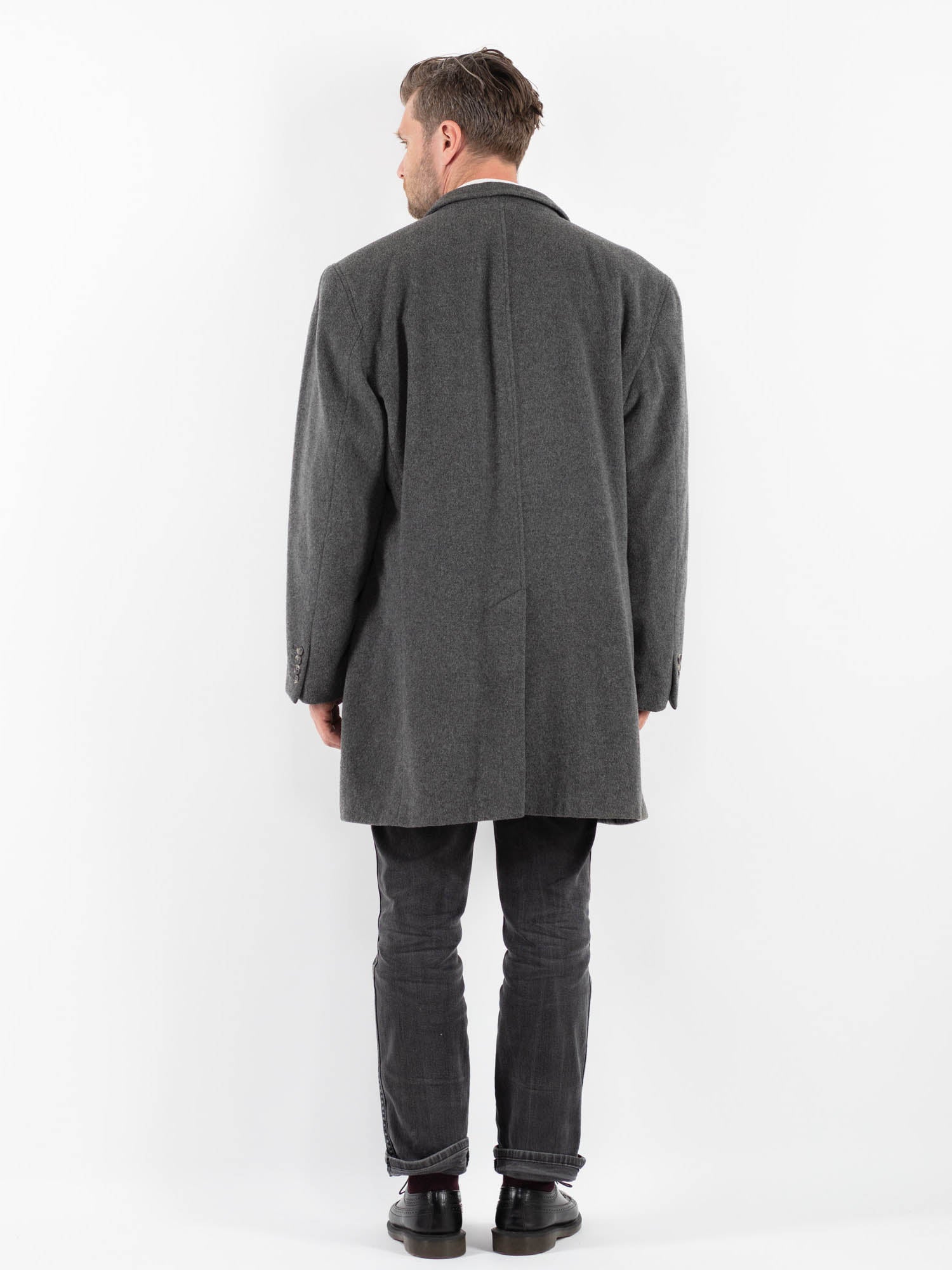 Online Vintage Store | Vintage 90's Men Wool Blend Coat in Gray