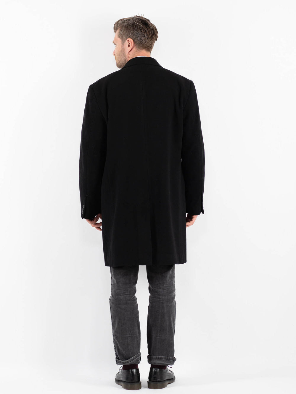 Vintage 00's Men Wool Blend Coat in BlackZ1743