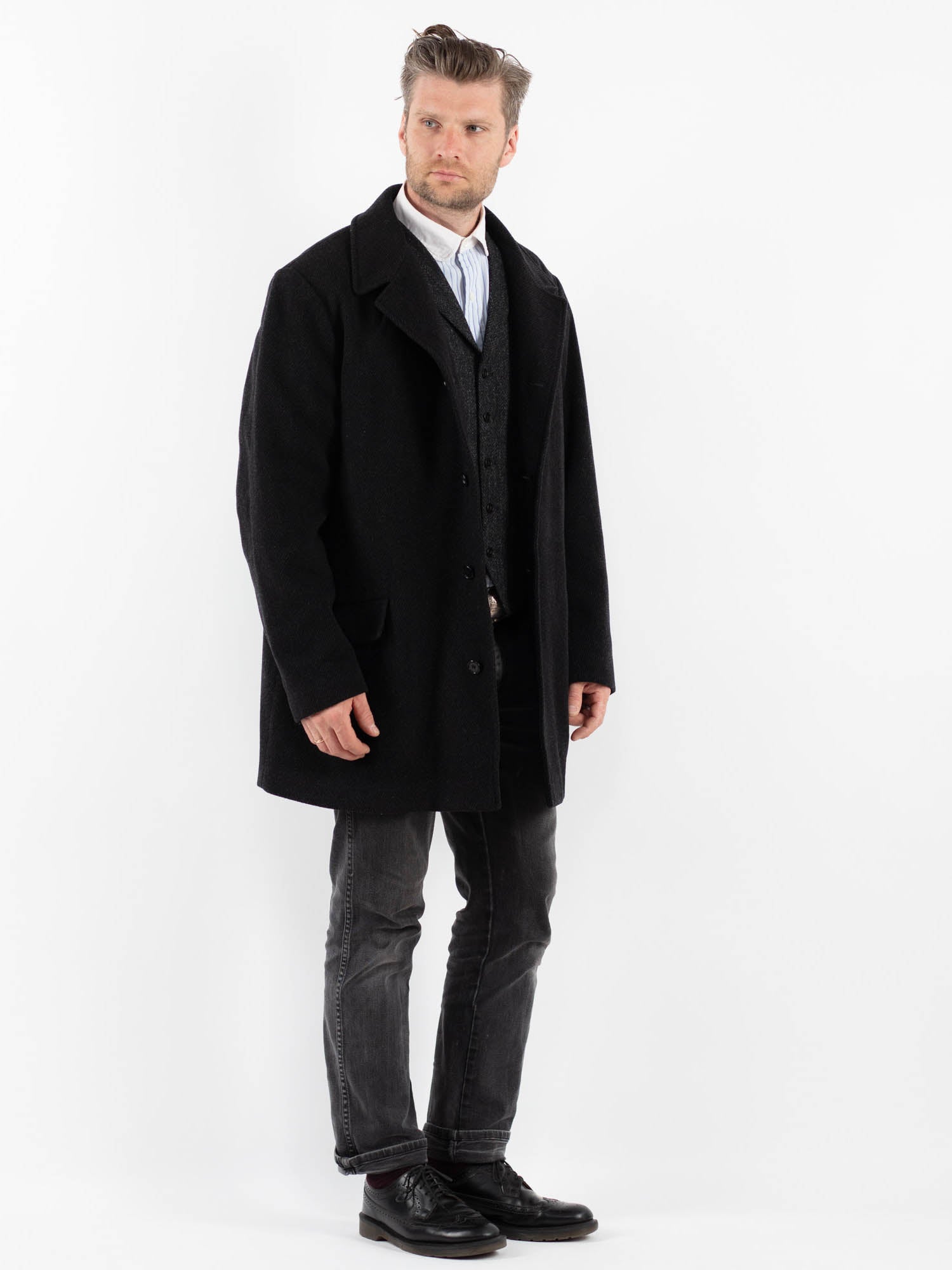 Online Vintage Store | Vintage 90's Men Wool Blend Coat in