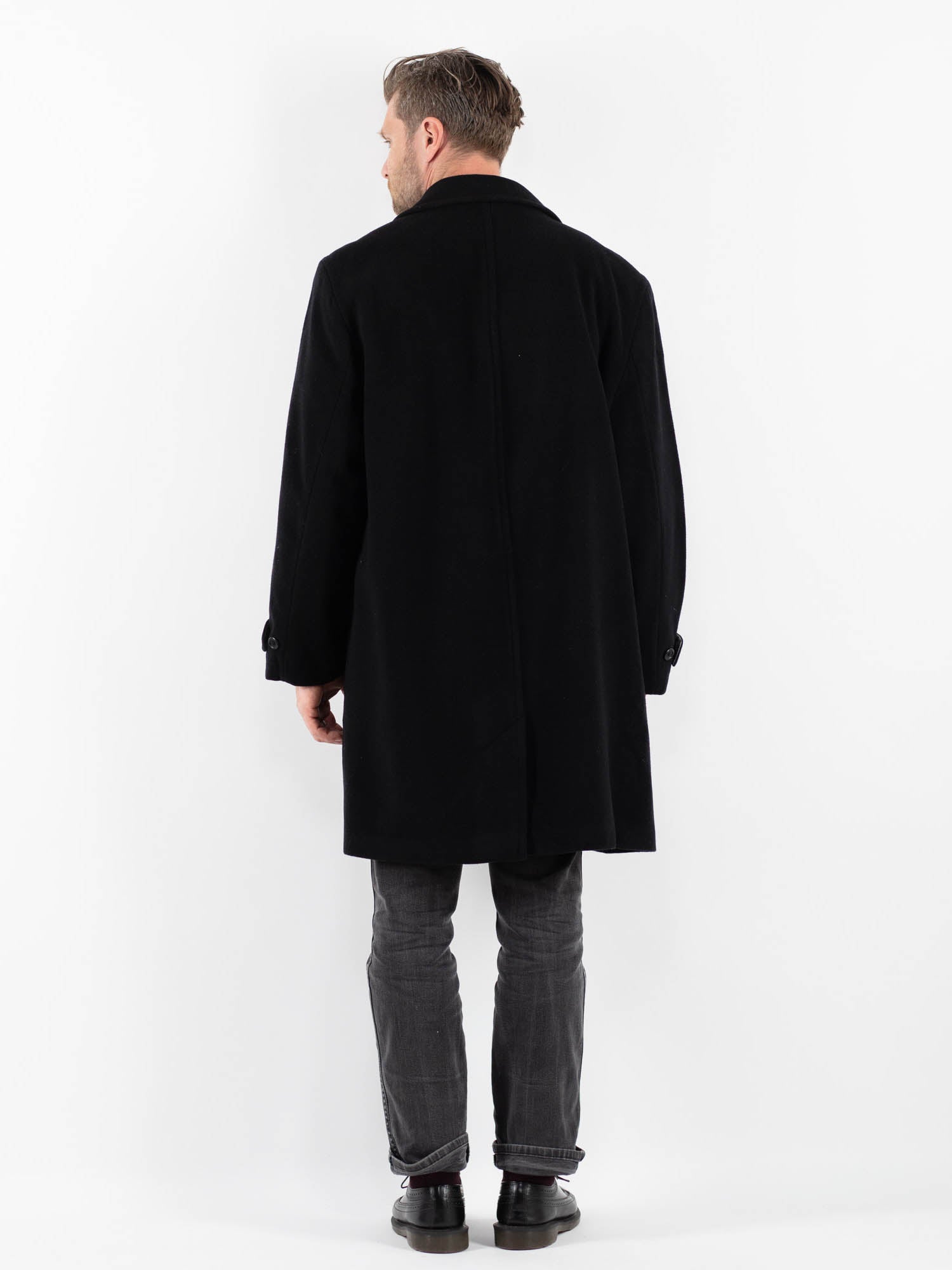 Online Vintage Store | Vintage 90's Men Wool Blend Coat in Black