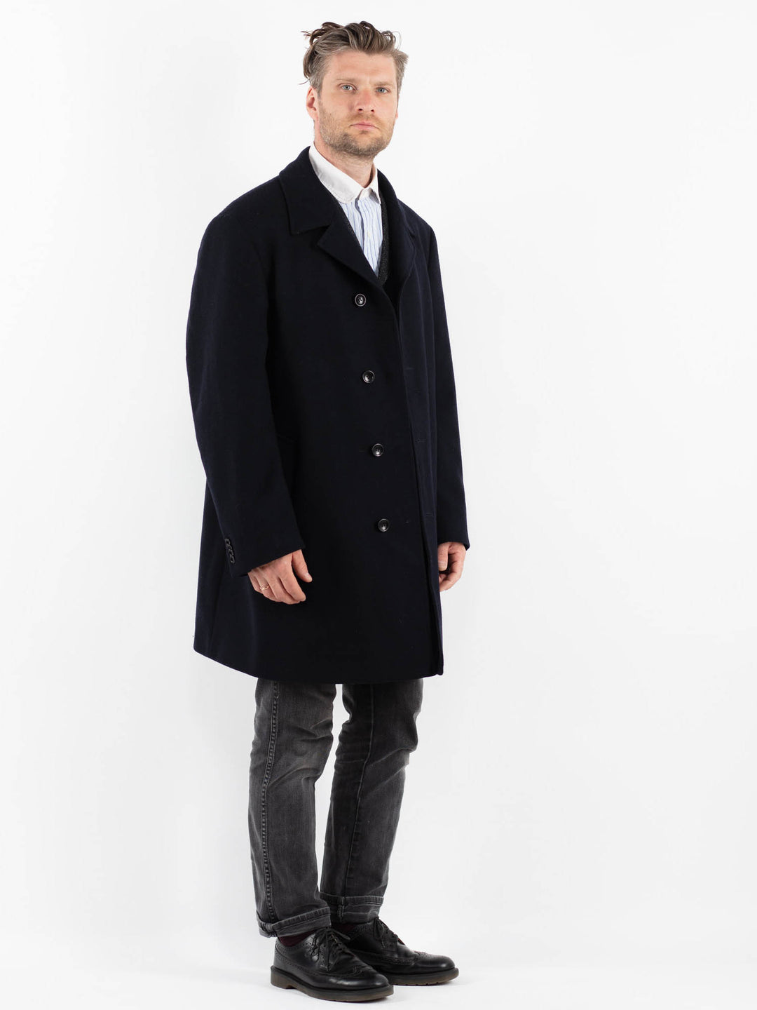 Vintage 90's Men Wool Blend Coat in BlueZ1761