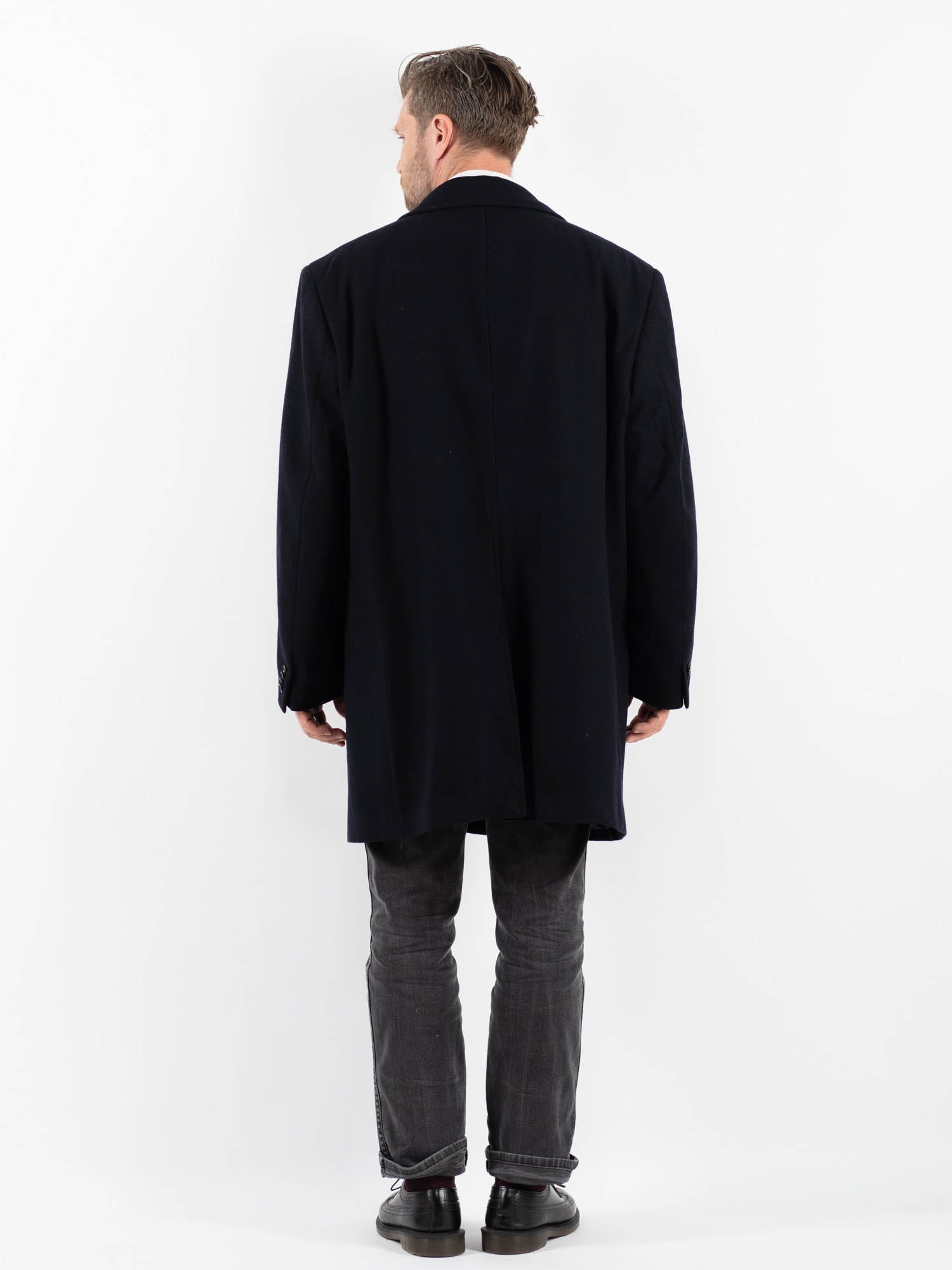 Online Vintage Store | Vintage 90's Men Wool Blend Coat in Blue
