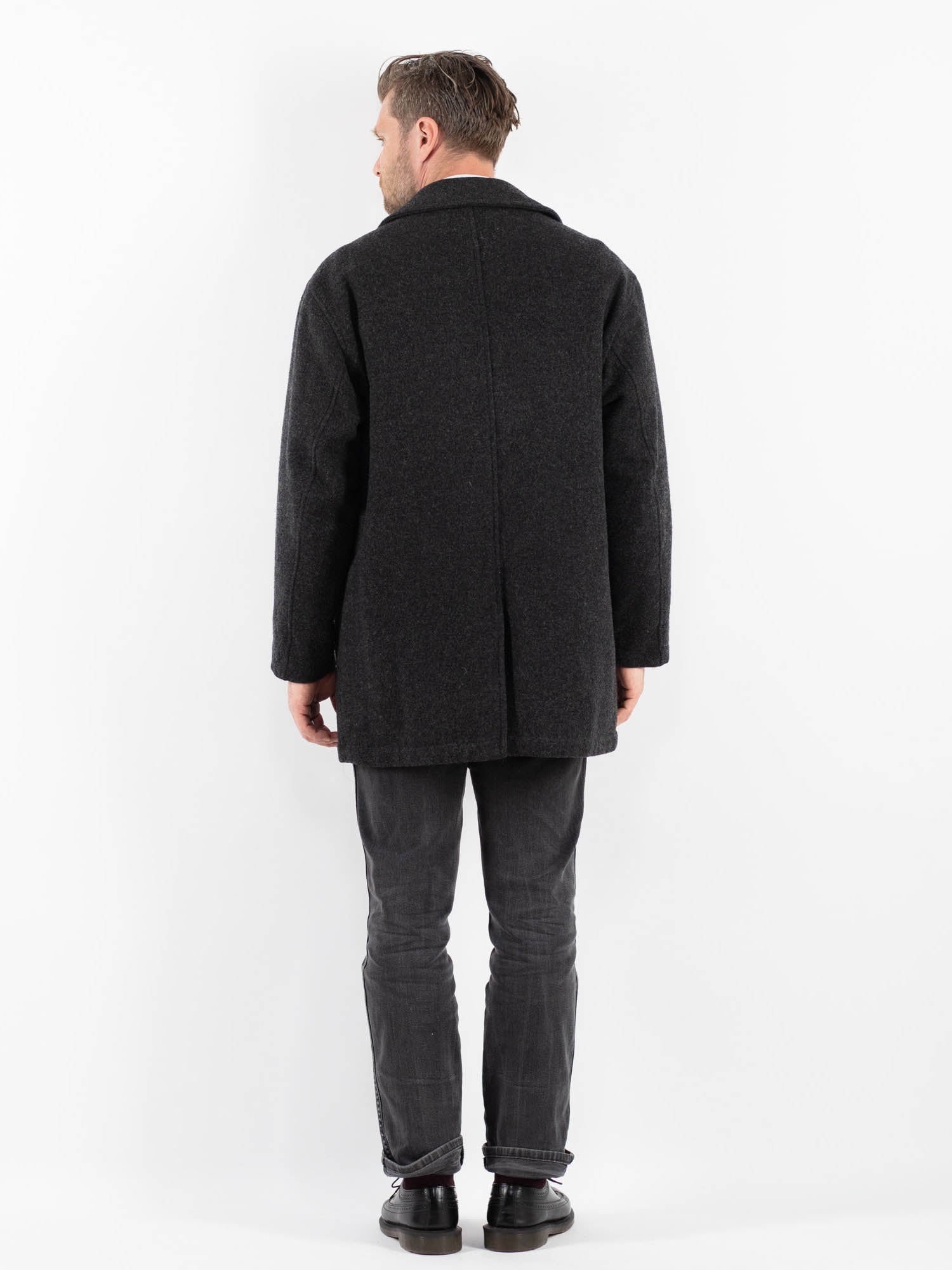 Online Vintage Store | Vintage 90's Men Wool Blend Coat in Gray