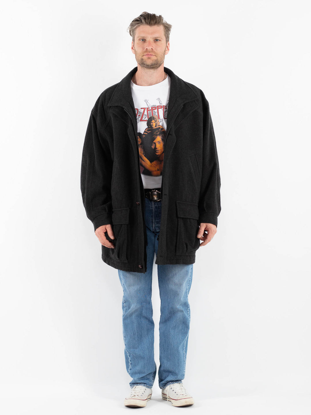 Vintage 90's Men Wool Blend Coat in GrayZ1767