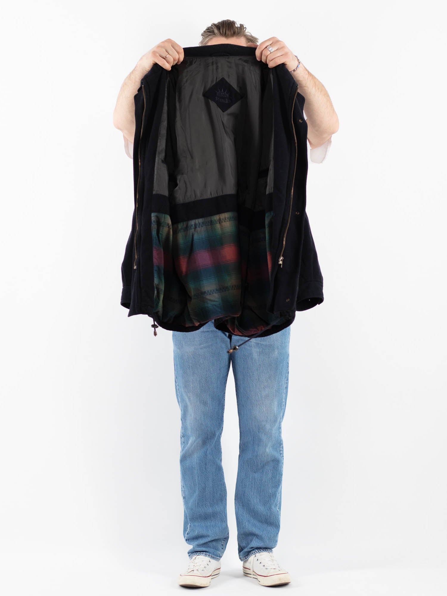 Online Vintage Store | Vintage 90's Men Wool Blend Jacket in Blue