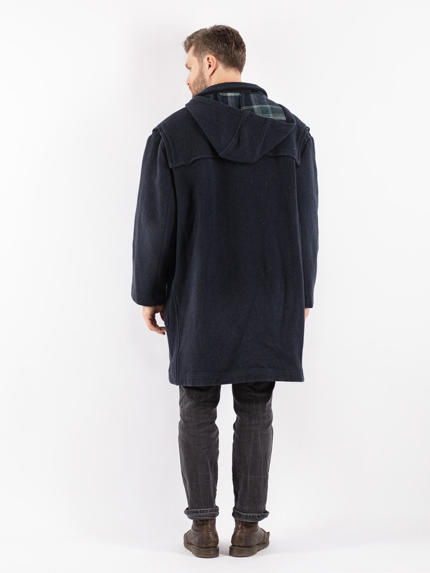 Online Vintage Store | Vintage 90's Men Hooded Wool Duffle Coat in