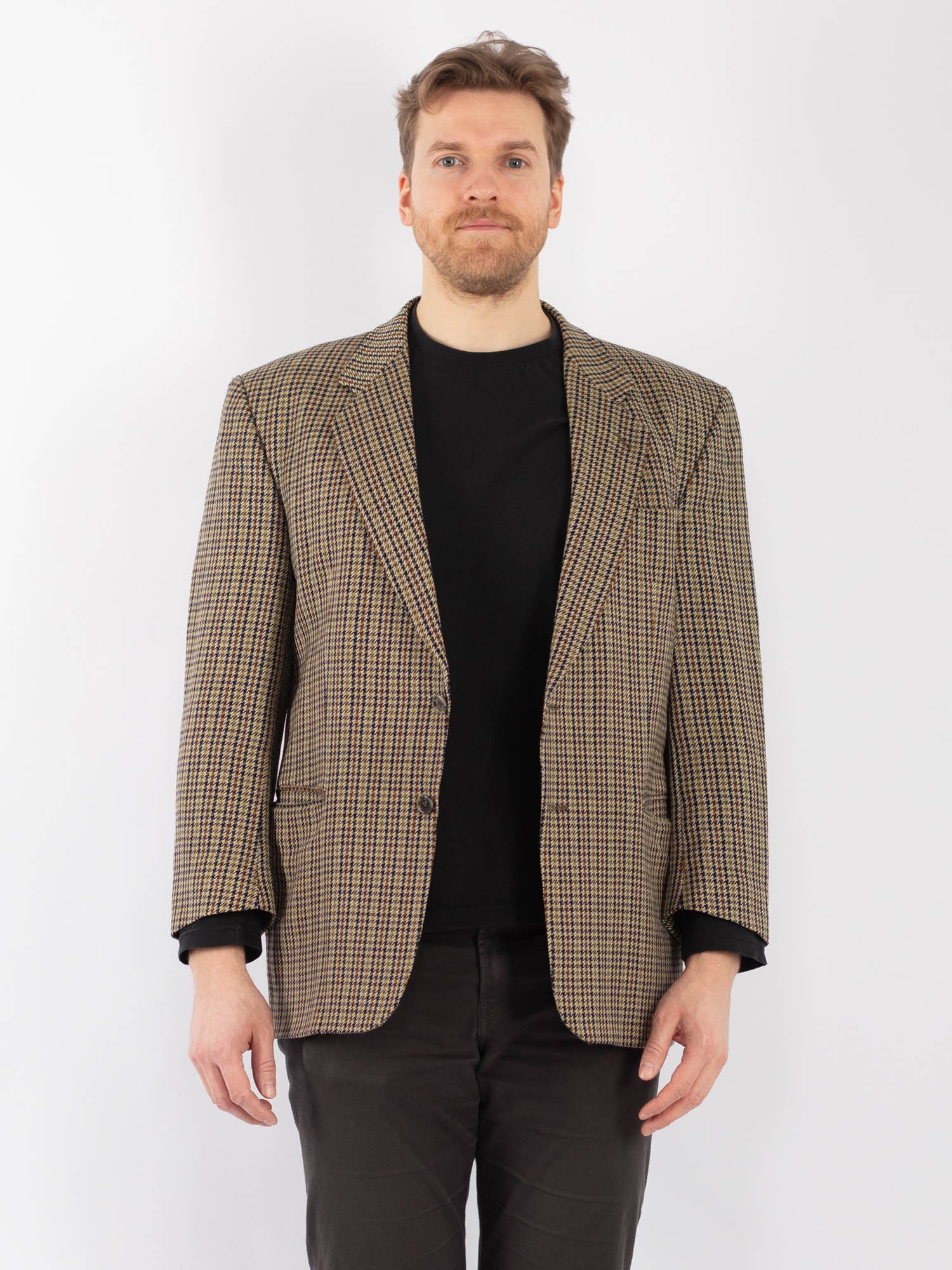 Online Vintage Store | 90's Men Wool Blazer Jacket in Beige
