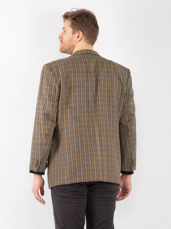 Vintage 90's Men Wool Blazer Jacket in Beige