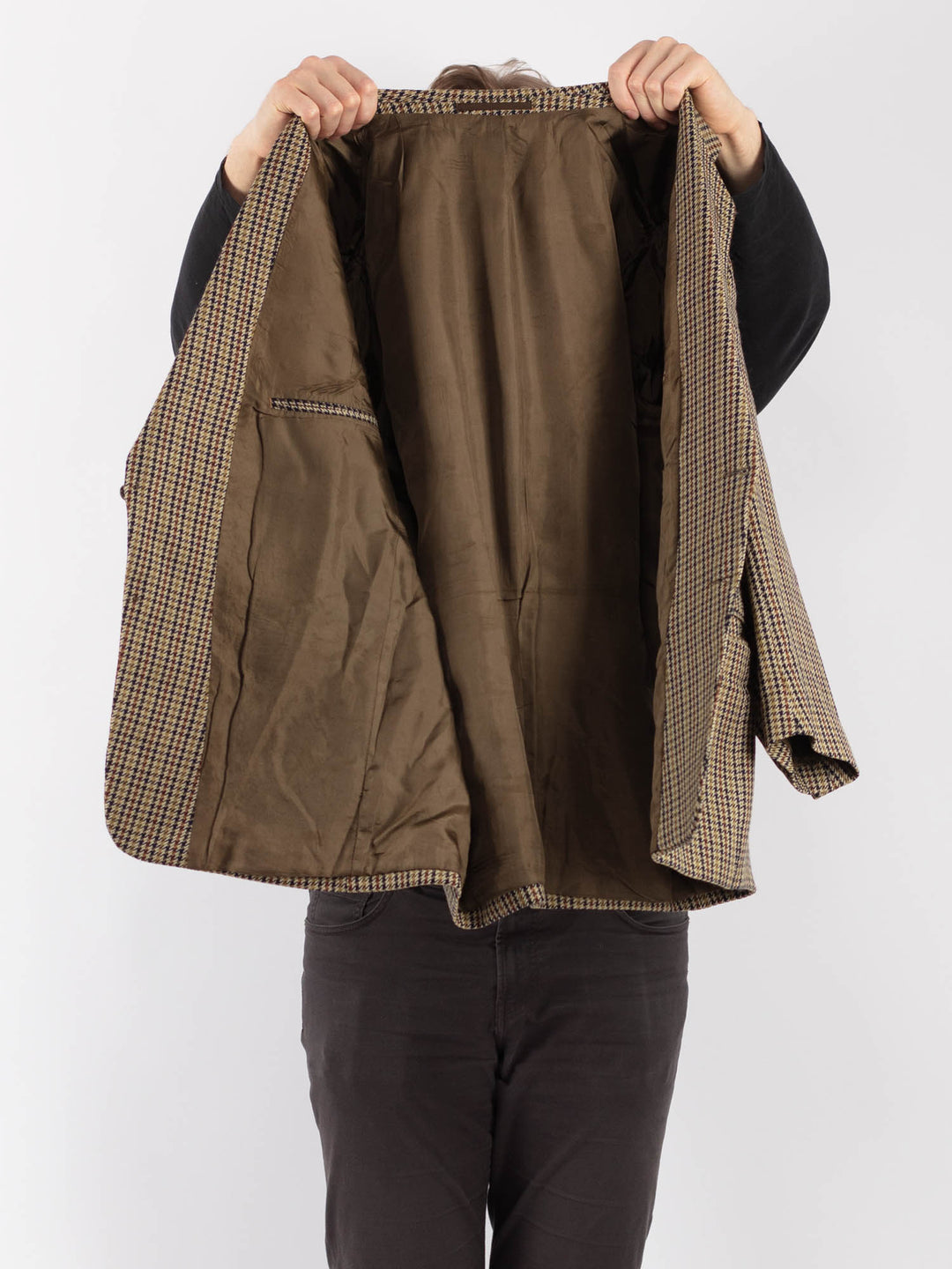 Vintage 90's Men Wool Blazer Jacket in Beige