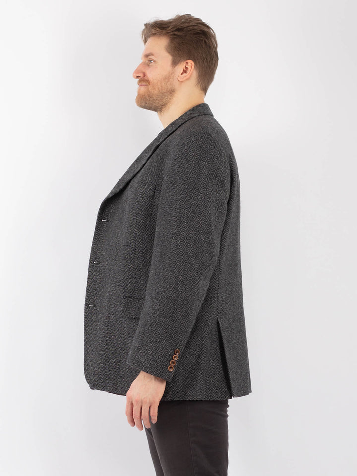 Vintage 90's Men Wool Blazer Jacket in Gray