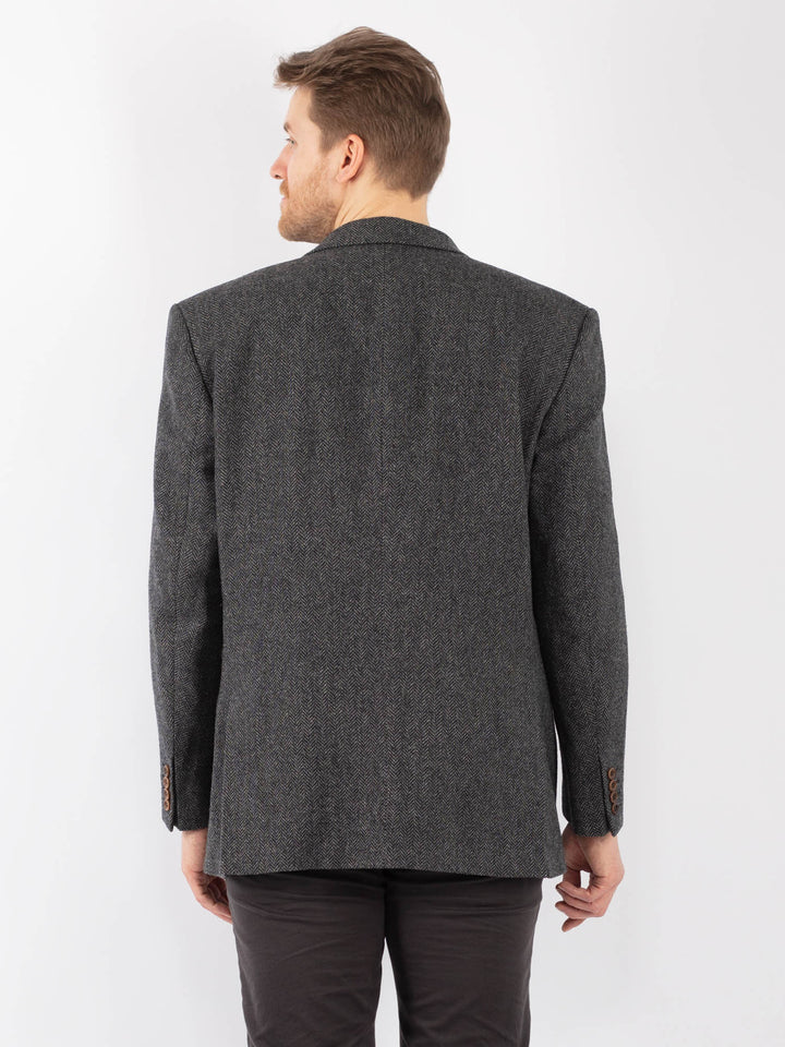 Vintage 90's Men Wool Blazer Jacket in Gray