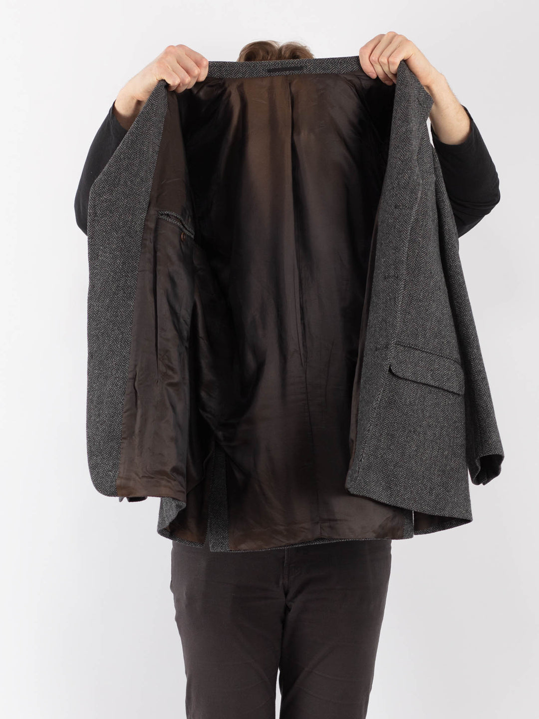 Vintage 90's Men Wool Blazer Jacket in Gray