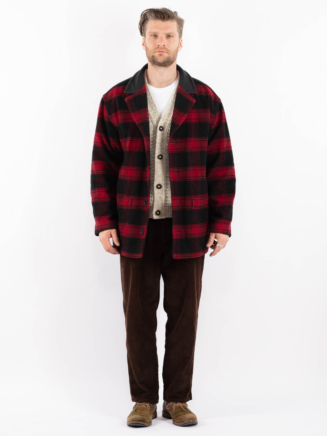 Vintage 90's Men Wool Blend Jacket in RedZ1638