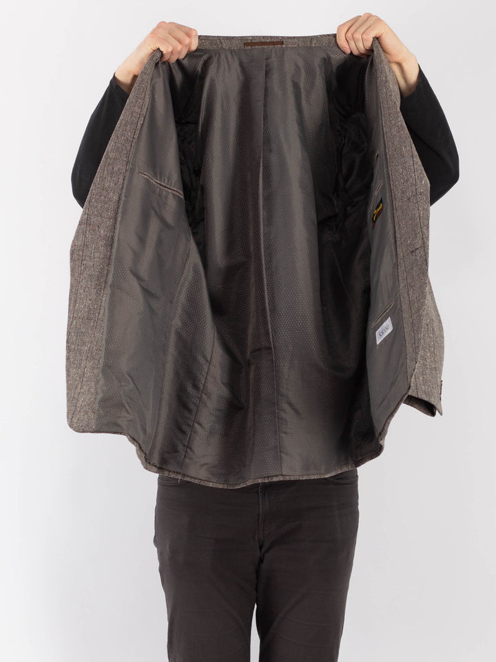 Vintage 90's Men Wool Blazer Jacket in Gray