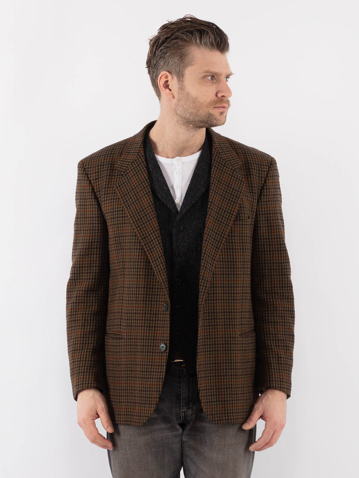 Vintage 90's Men Wool Blazer Jacket in BrownZ1015