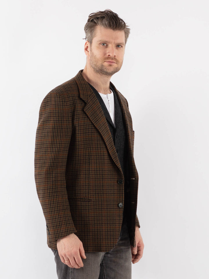 Vintage 90's Men Wool Blazer Jacket in BrownZ1015