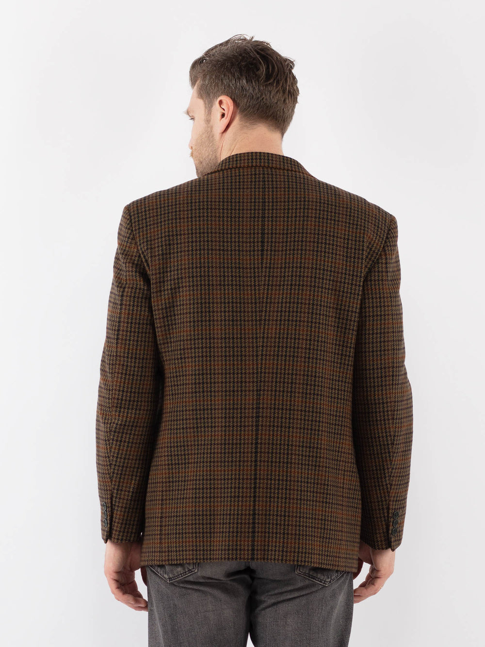 Vintage 90's Men Wool Blazer Jacket in BrownZ1015