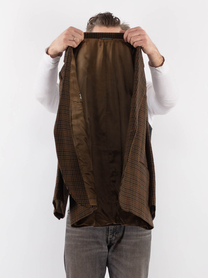 Vintage 90's Men Wool Blazer Jacket in BrownZ1015