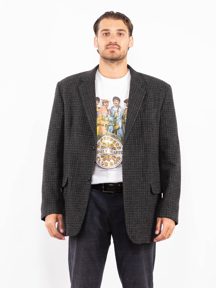 Vintage 90's Men Calvin Klein Wool Blazer Jacket in Gray