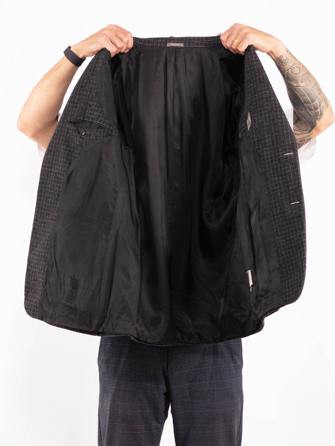 Vintage 90's Men Calvin Klein Wool Blazer Jacket in Gray