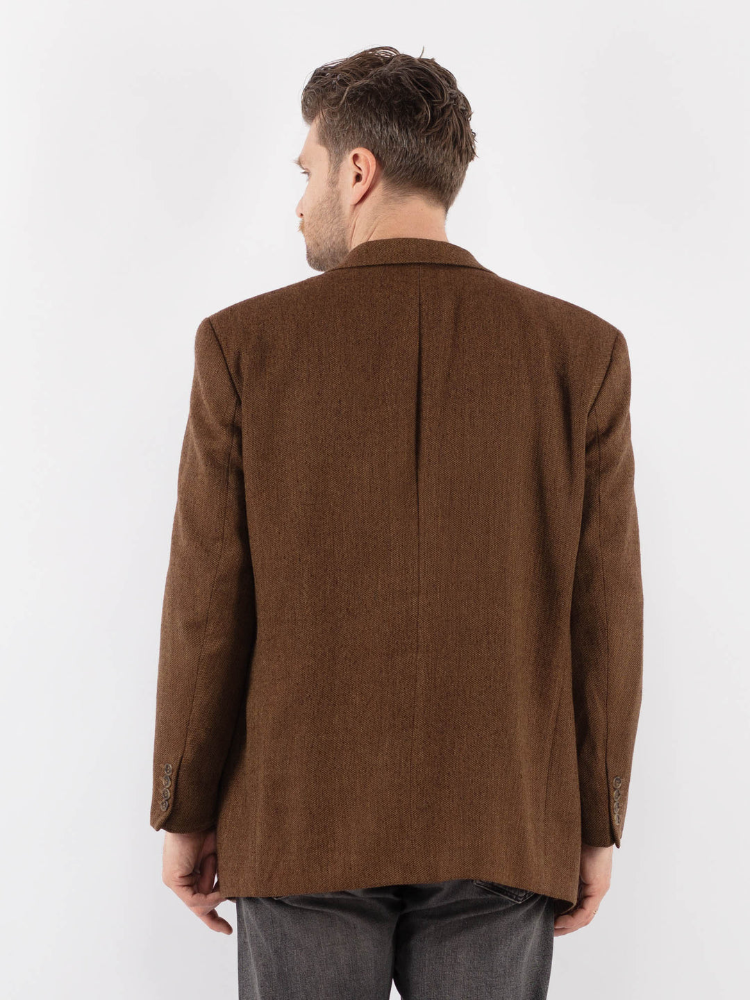 Vintage 90's Men Wool Blazer Jacket in BrownZ1017