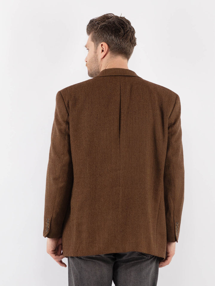Vintage 90's Men Wool Blazer Jacket in BrownZ1017
