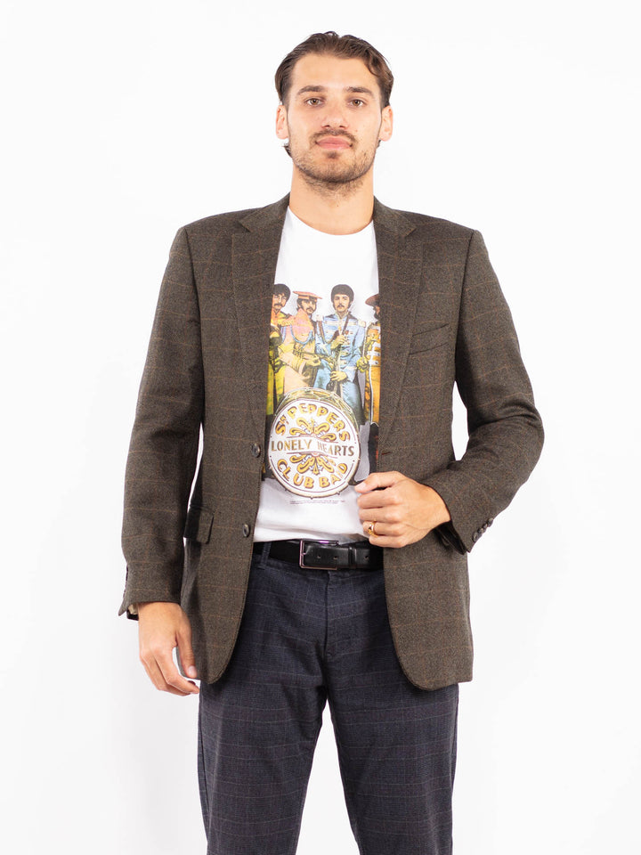 Vintage 90's Men Hugo Boss Wool Blazer Jacket in Brown