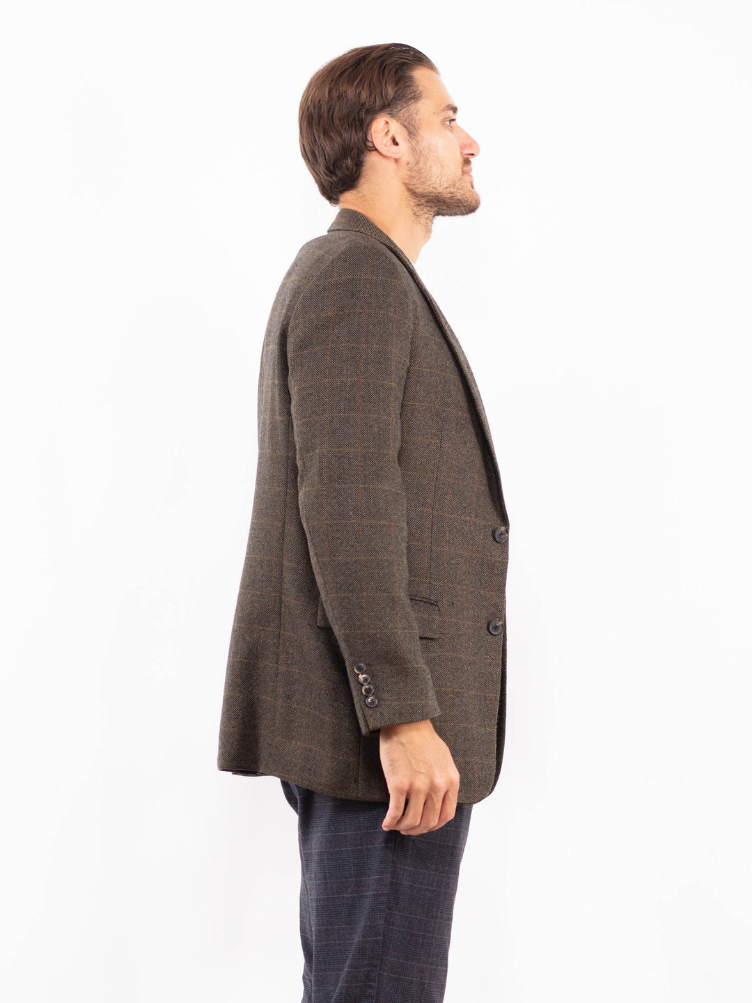 Vintage 90's Men Hugo Boss Wool Blazer Jacket in Brown