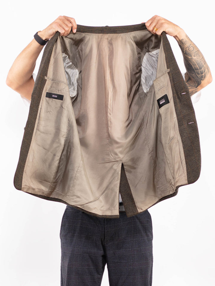 Vintage 90's Men Hugo Boss Wool Blazer Jacket in Brown