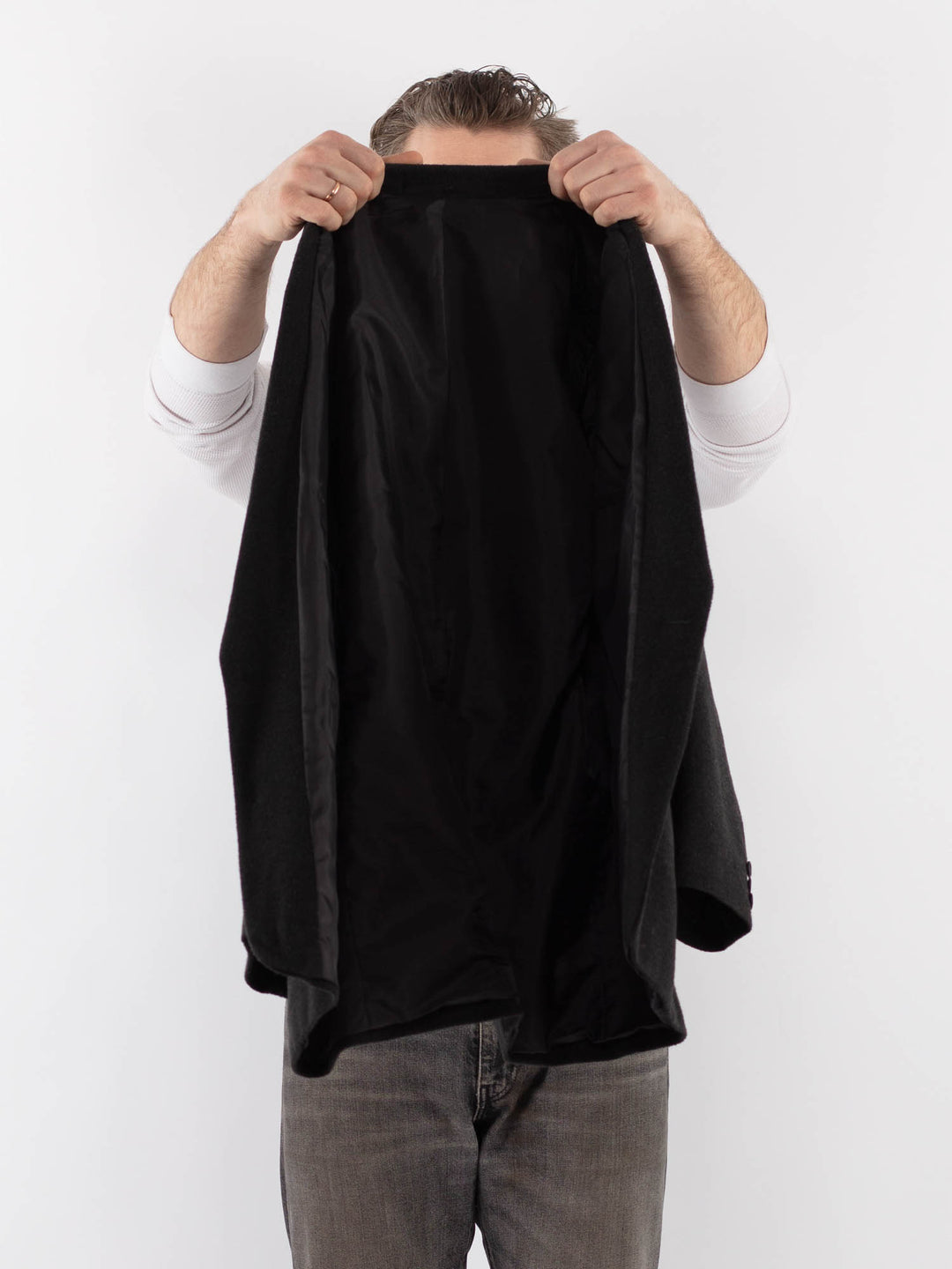 Vintage 90's Men Wool Blend Blazer Jacket in Gray