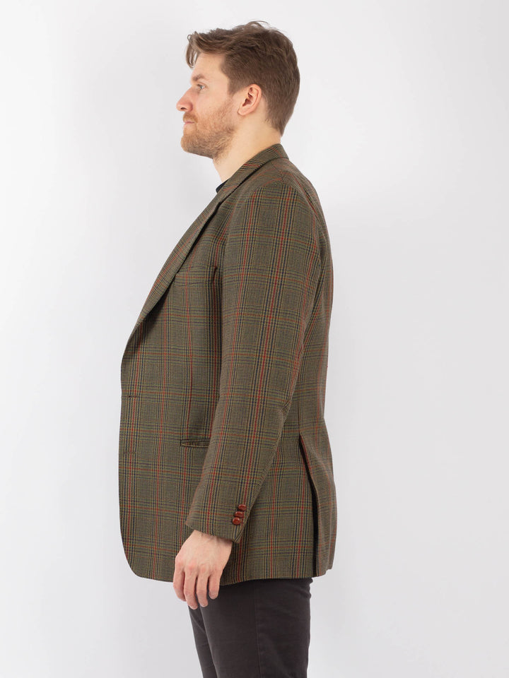 Vintage 90's Men Wool Blazer Jacket in Green