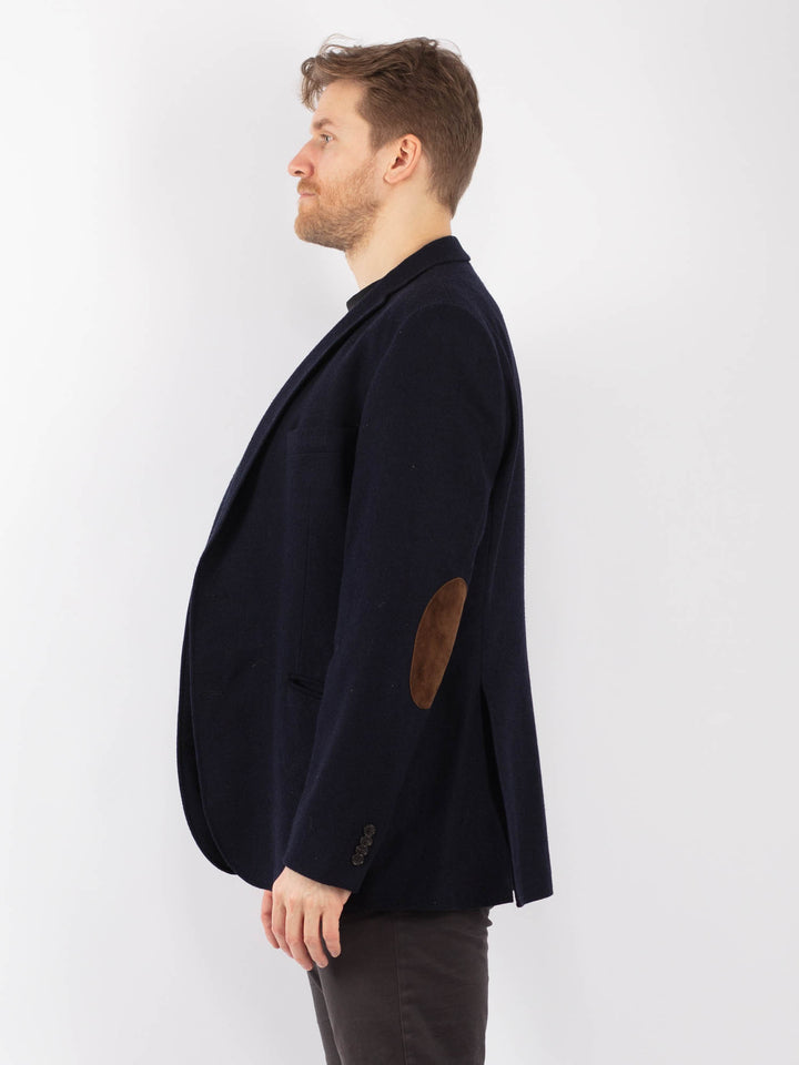 Vintage 90's Men Wool Blazer Jacket in Blue