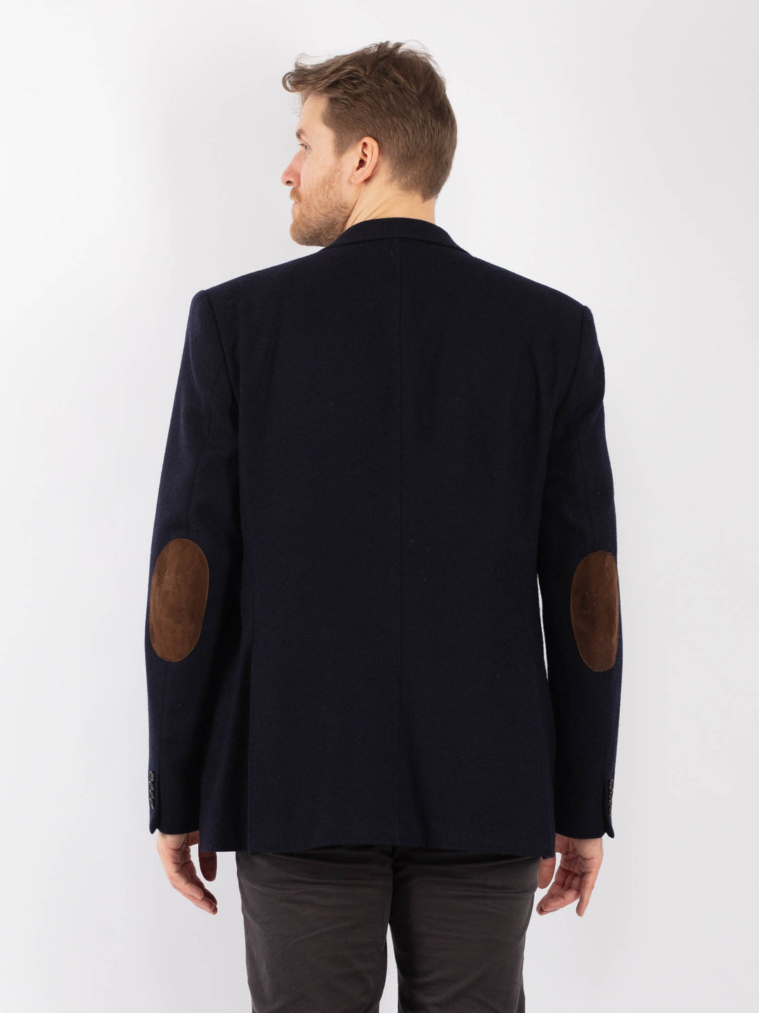 Vintage 90's Men Wool Blazer Jacket in Blue